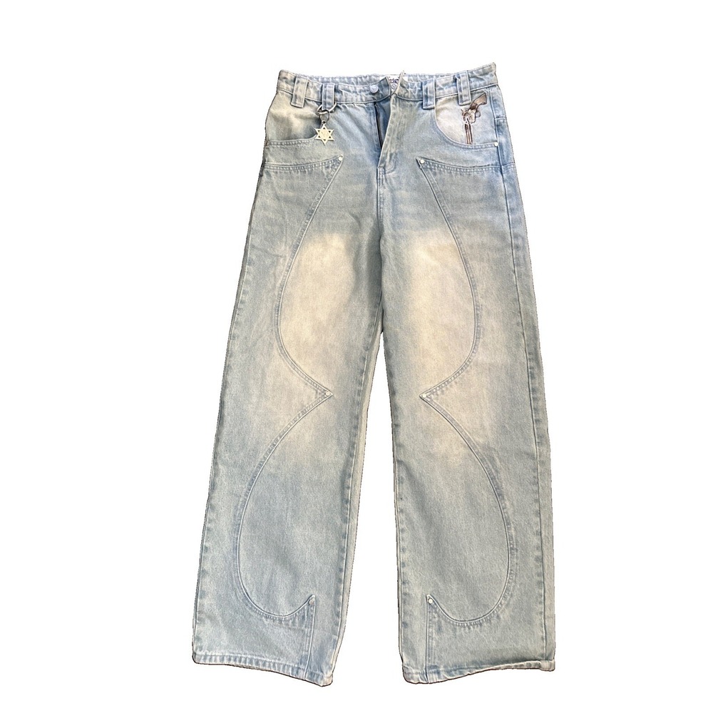 Vescartes Fast Draw Cowboy Western Embroidery Denim Jeans Size Medium